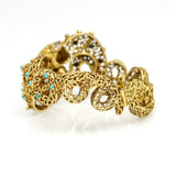 Vintage Greek Demiurge Lions Head Bracelet in 18k Yellow Gold with Turquoise