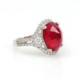 9.28 ct Ruby and Diamond Inside Out Halo Ring in 18k White Gold