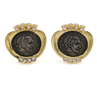 Ancient Constantine Coin Authentic Imperial Roman Empire Diamond Earrings