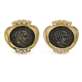 Ancient Constantine Coin Authentic Imperial Roman Empire Diamond Earrings