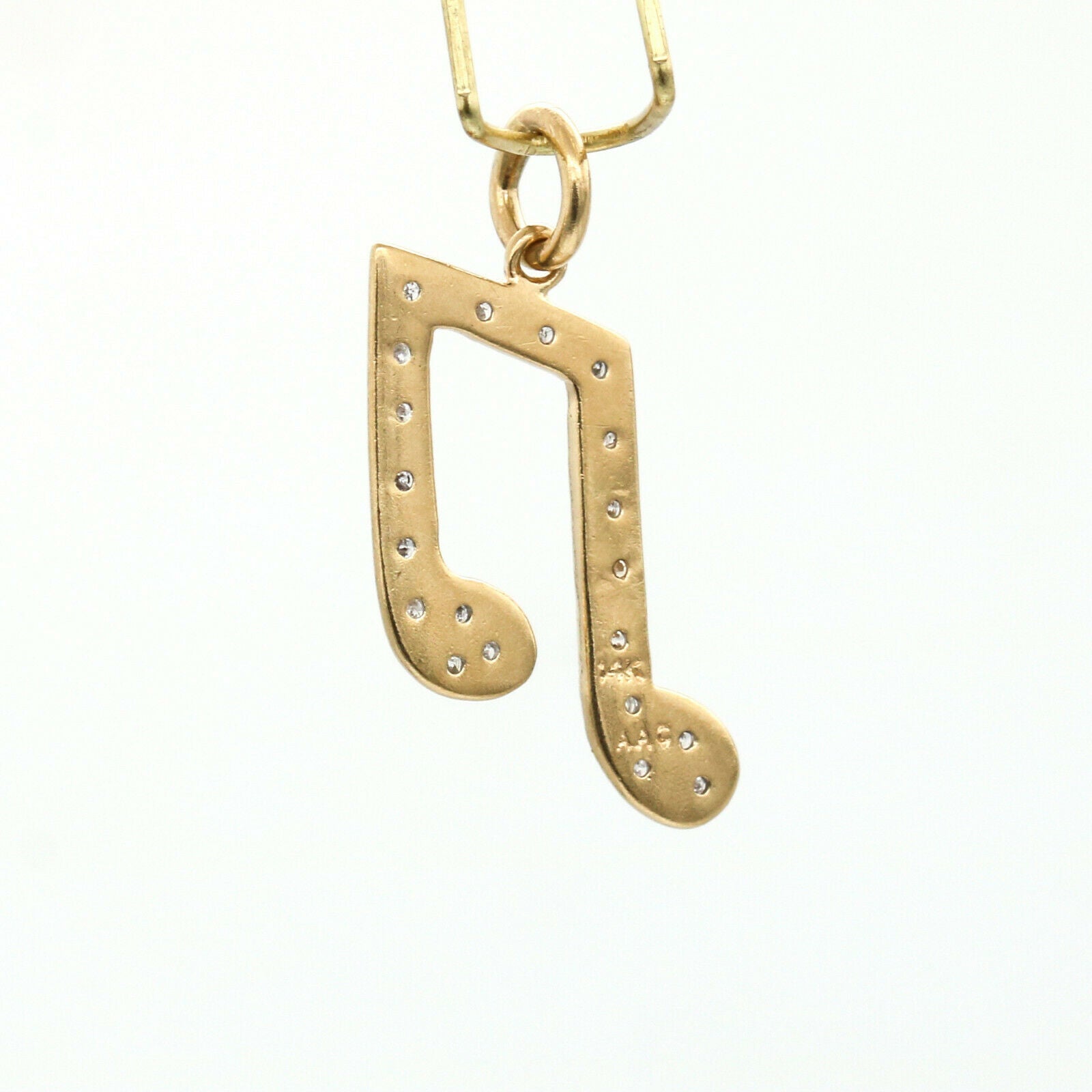 Musical Note Pave Diamond Charm Pendant in 14k Yellow Gold