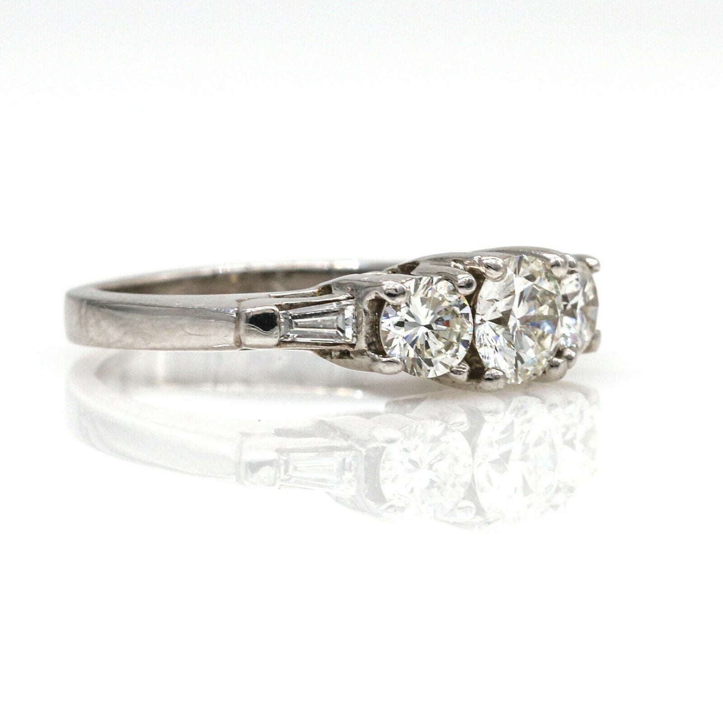 1.45 cttw Diamond Three-Stone Engagement Ring in Platinum