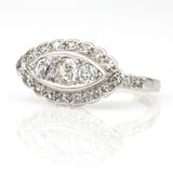 Women's Art Deco Style Diamond Navel Ring in 18k White Gold