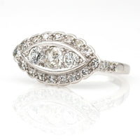 Women's Art Deco Style Diamond Navel Ring in 18k White Gold