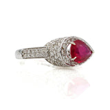 2.96 ct Ruby and Diamond Ring in 18k White Gold