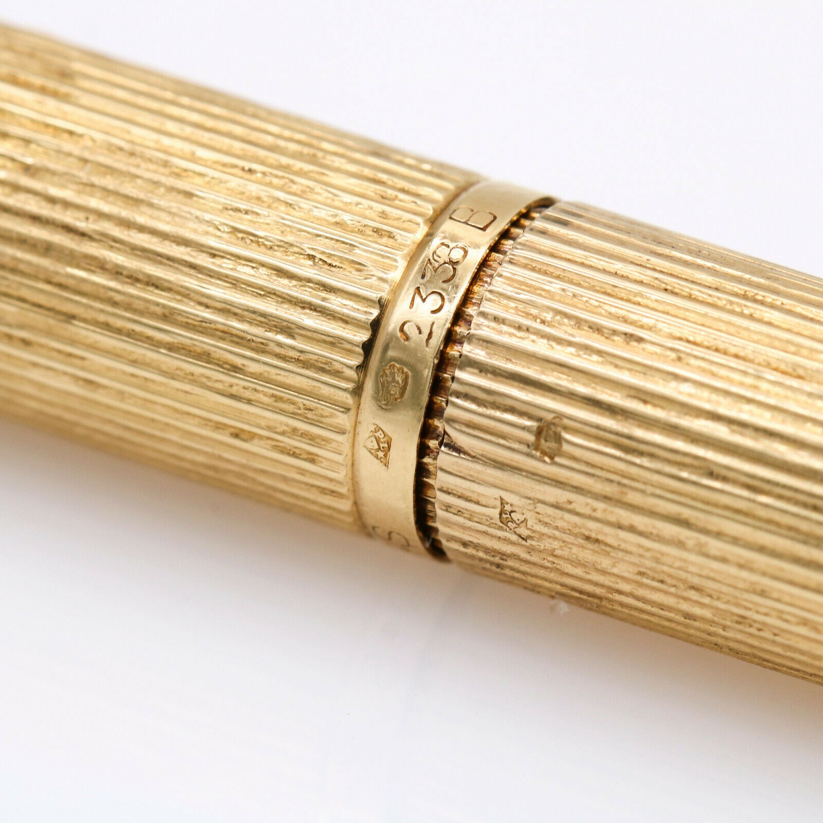 CHAUMET Textured 18k Yellow Gold Fountain Pen with Diamonds 1.20 cttw