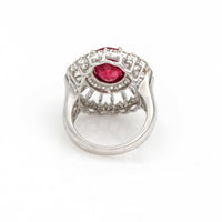 5.45 ct Ruby and Diamond Statement Ring in 18k White Gold