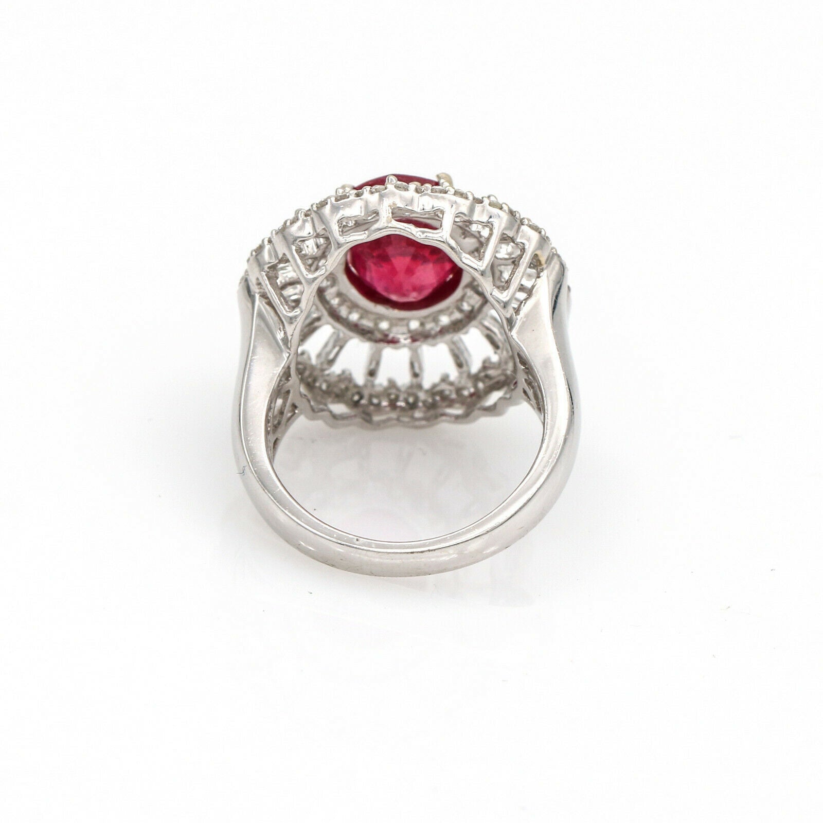 5.45 ct Ruby and Diamond Statement Ring in 18k White Gold
