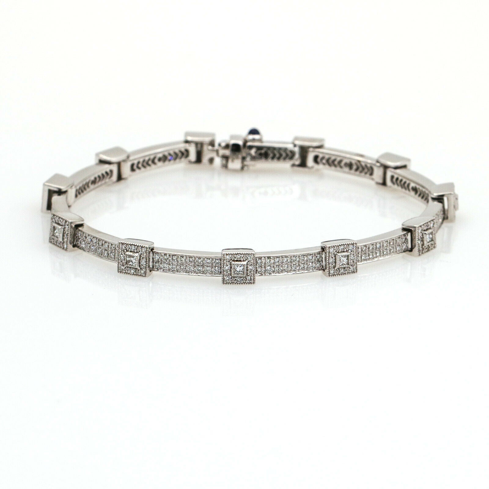 Philippe Charriol Diamond Flamme Blanche Link Bracelet 18k White Gold