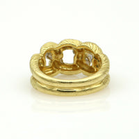 SUNA Textured Curb Link Diamond Ring in 18k Yellow Gold & Platinum