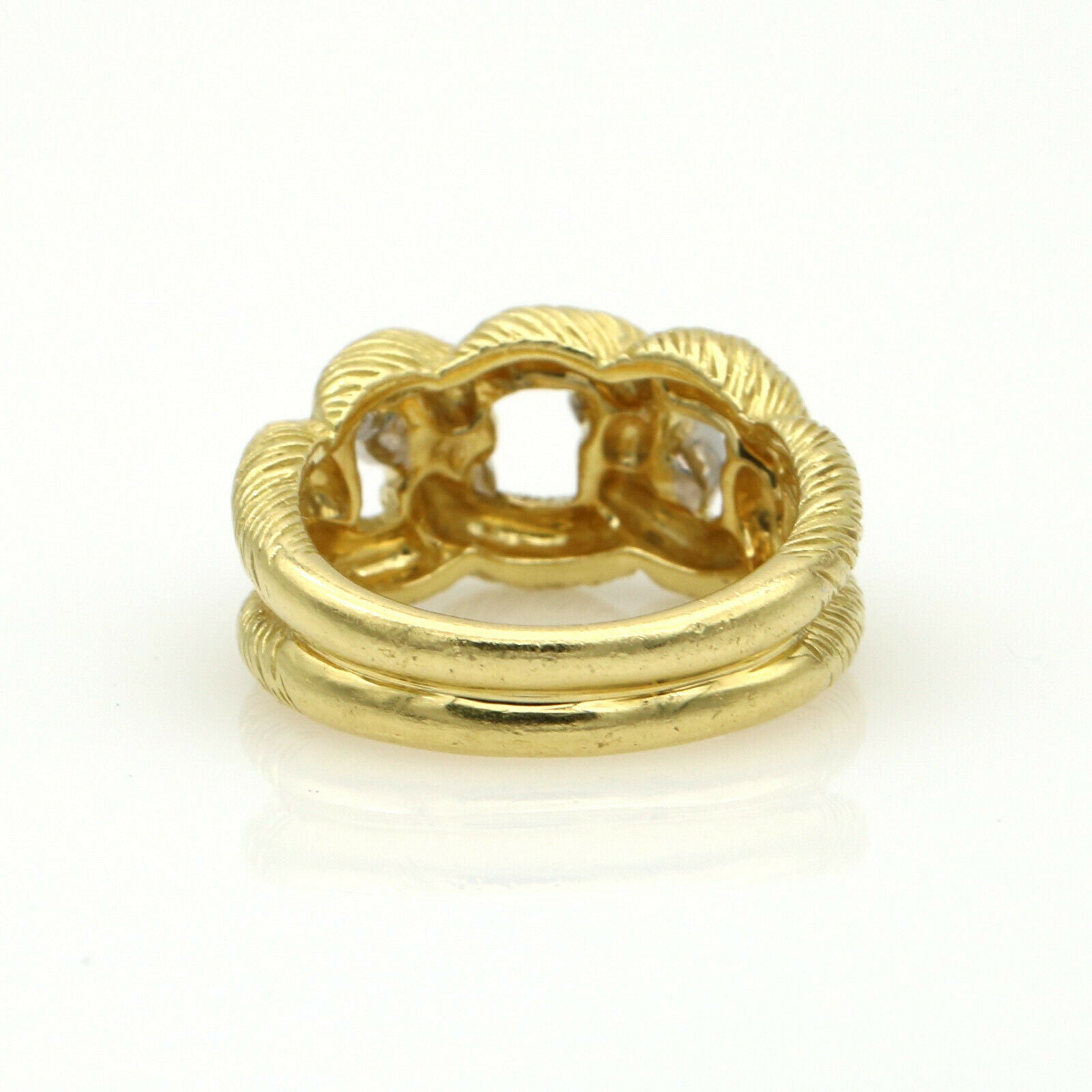 SUNA Textured Curb Link Diamond Ring in 18k Yellow Gold & Platinum