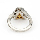 Fancy Yellow Heart Diamonds Ring in Platinum and 18k Gold