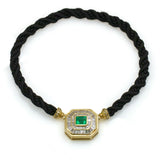 Colombian Emerald and Diamond Black Silk Cord Choker Necklace (15.00 ct tw )