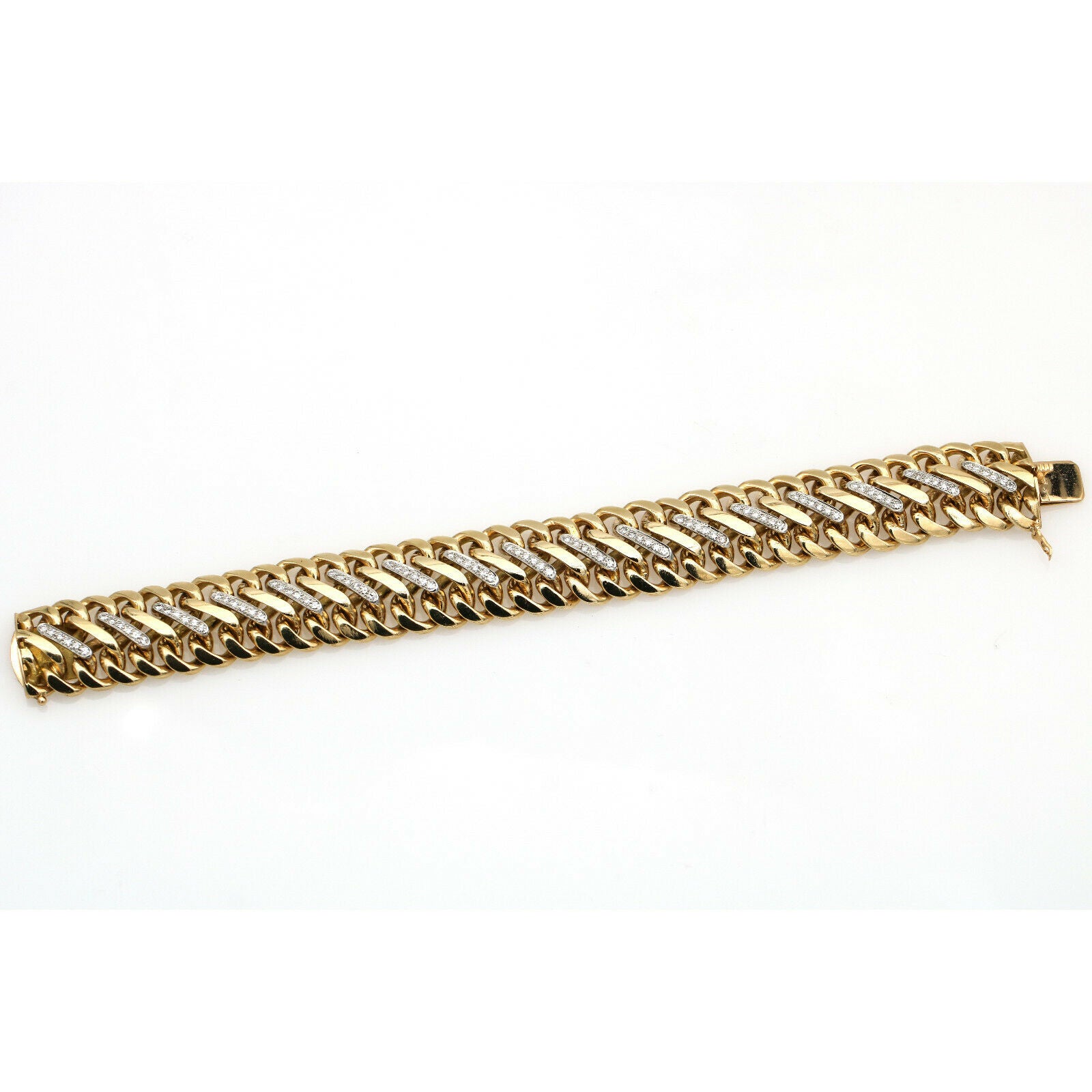 Women's S Woven Link Diamond Statement Bracelet in 14k Yellow Gold