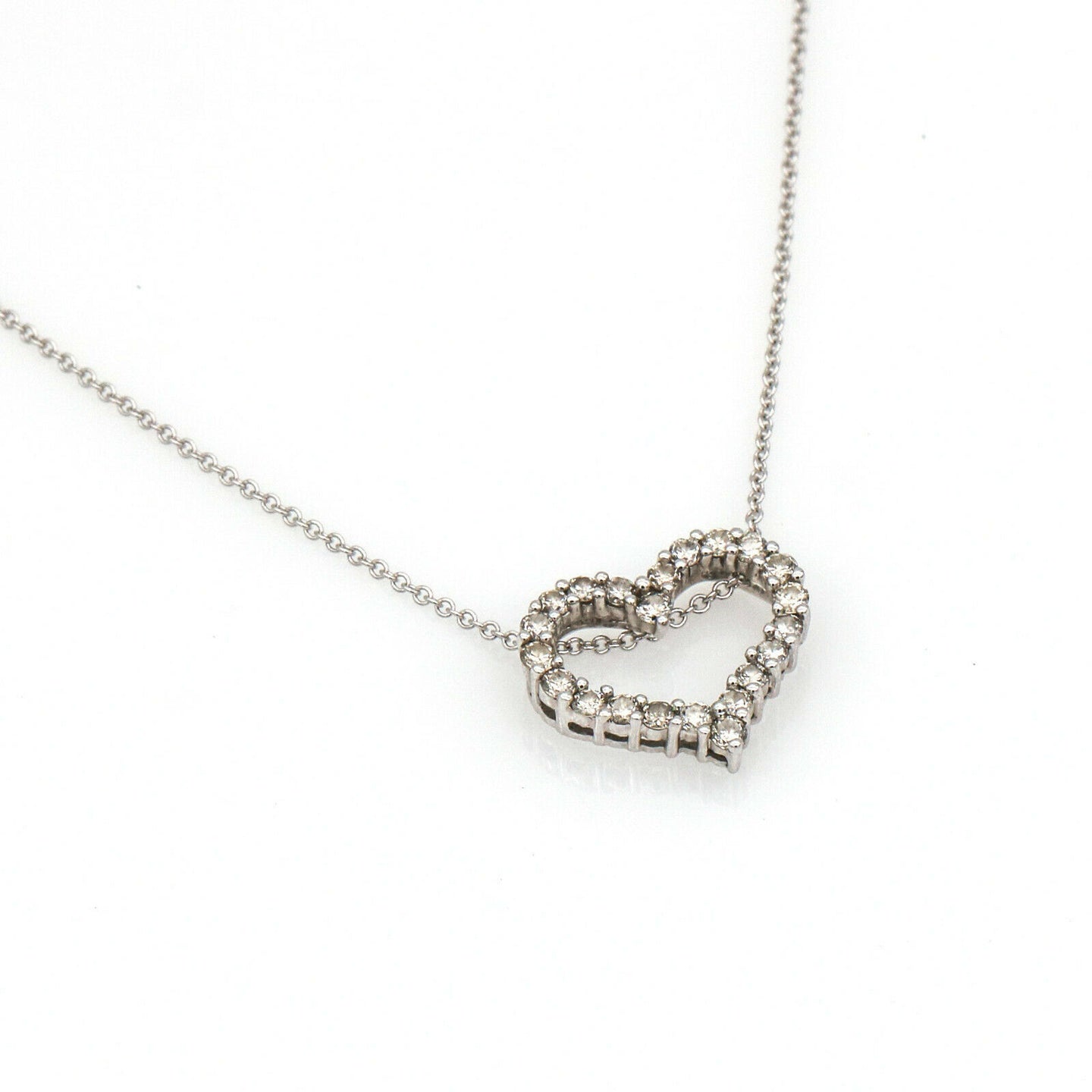 1.00 carat Diamond Heart Pendant Necklace in 14k White Gold