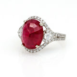 9.28 ct Ruby and Diamond Inside Out Halo Ring in 18k White Gold
