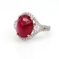 9.28 ct Ruby and Diamond Inside Out Halo Ring in 18k White Gold