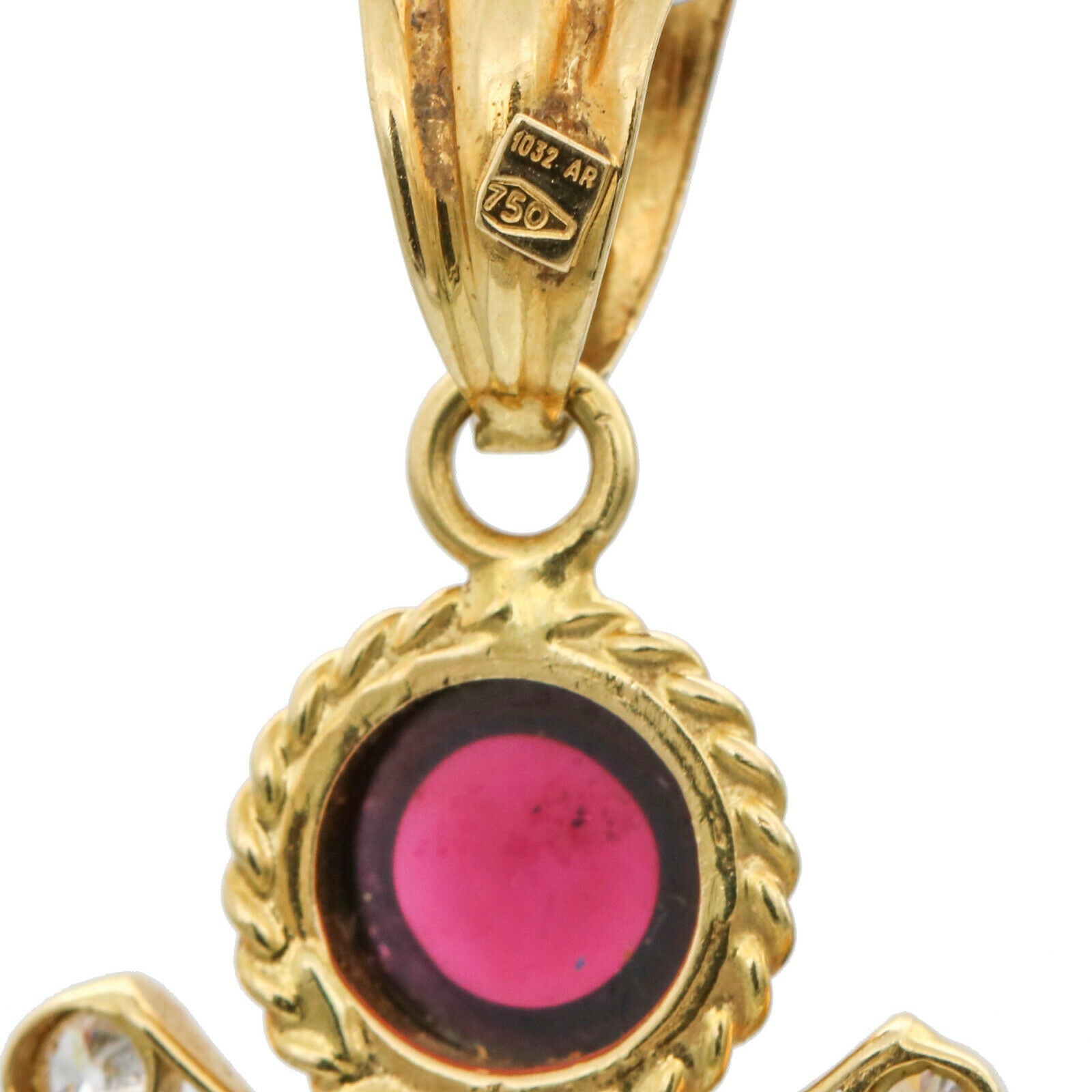 Italian Made Gemstone Cross Pendant in 18k Yellow Gold Signed