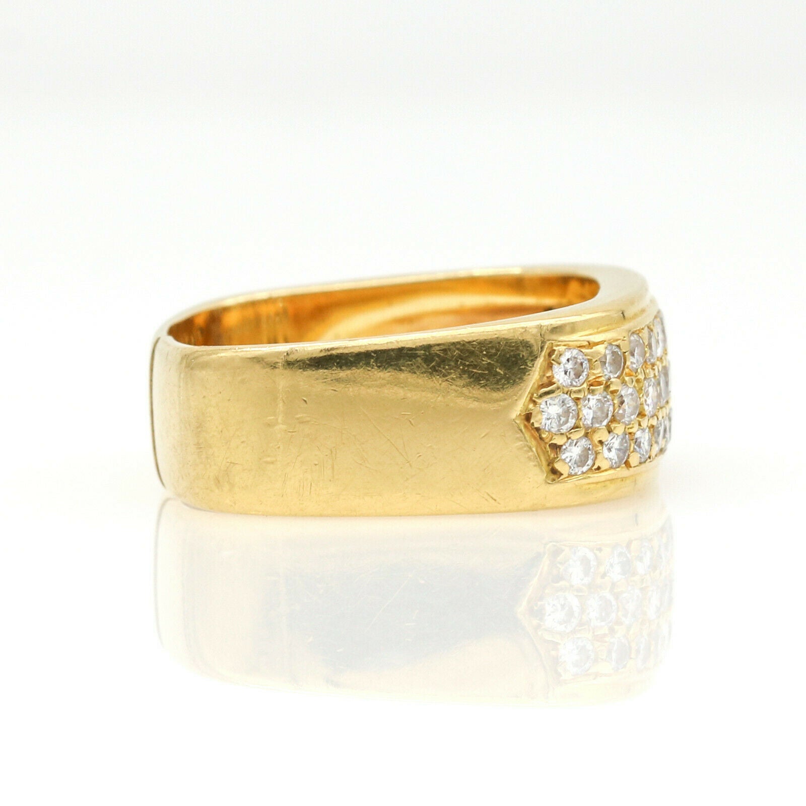 Hammerman Brothers Pave Diamond Cushion Cuff Band Ring in 18k Yellow Gold