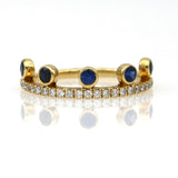 Khai Khai Blue Sapphire Crown Ring in 18k Yellow Gold