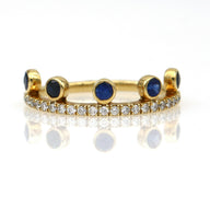 Khai Khai Blue Sapphire Crown Ring in 18k Yellow Gold