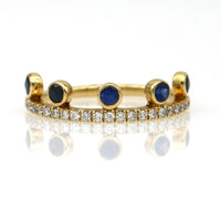Khai Khai Blue Sapphire Crown Ring in 18k Yellow Gold