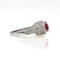 2.96 ct Ruby and Diamond Ring in 18k White Gold