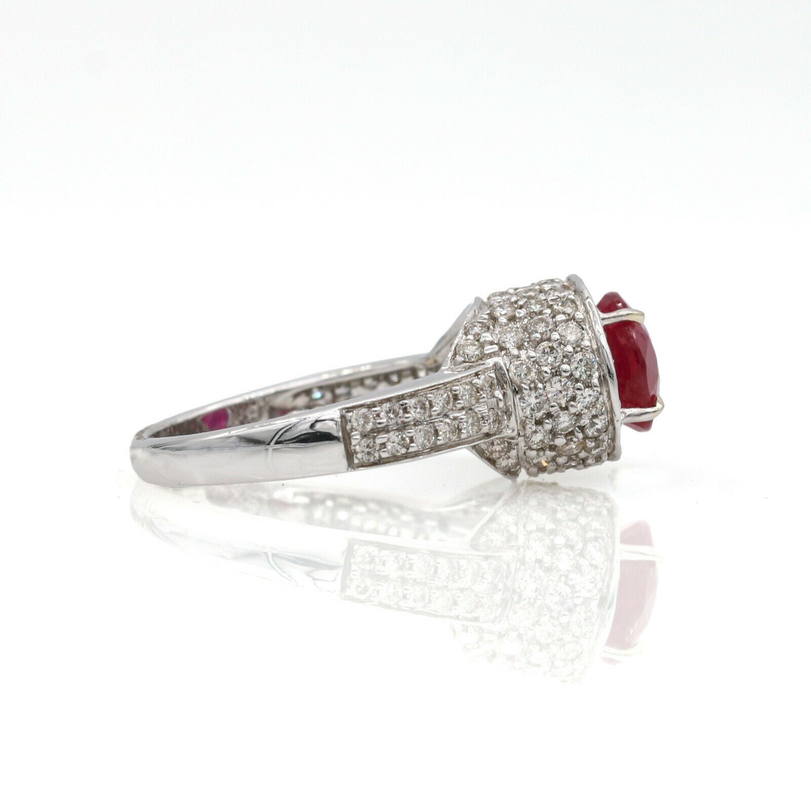 2.96 ct Ruby and Diamond Ring in 18k White Gold