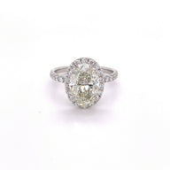3.17 ct EGL Certified Oval Cut Diamond Halo Engagement Ring in 18k White Gold