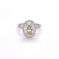 3.17 ct EGL Certified Oval Cut Diamond Halo Engagement Ring in 18k White Gold