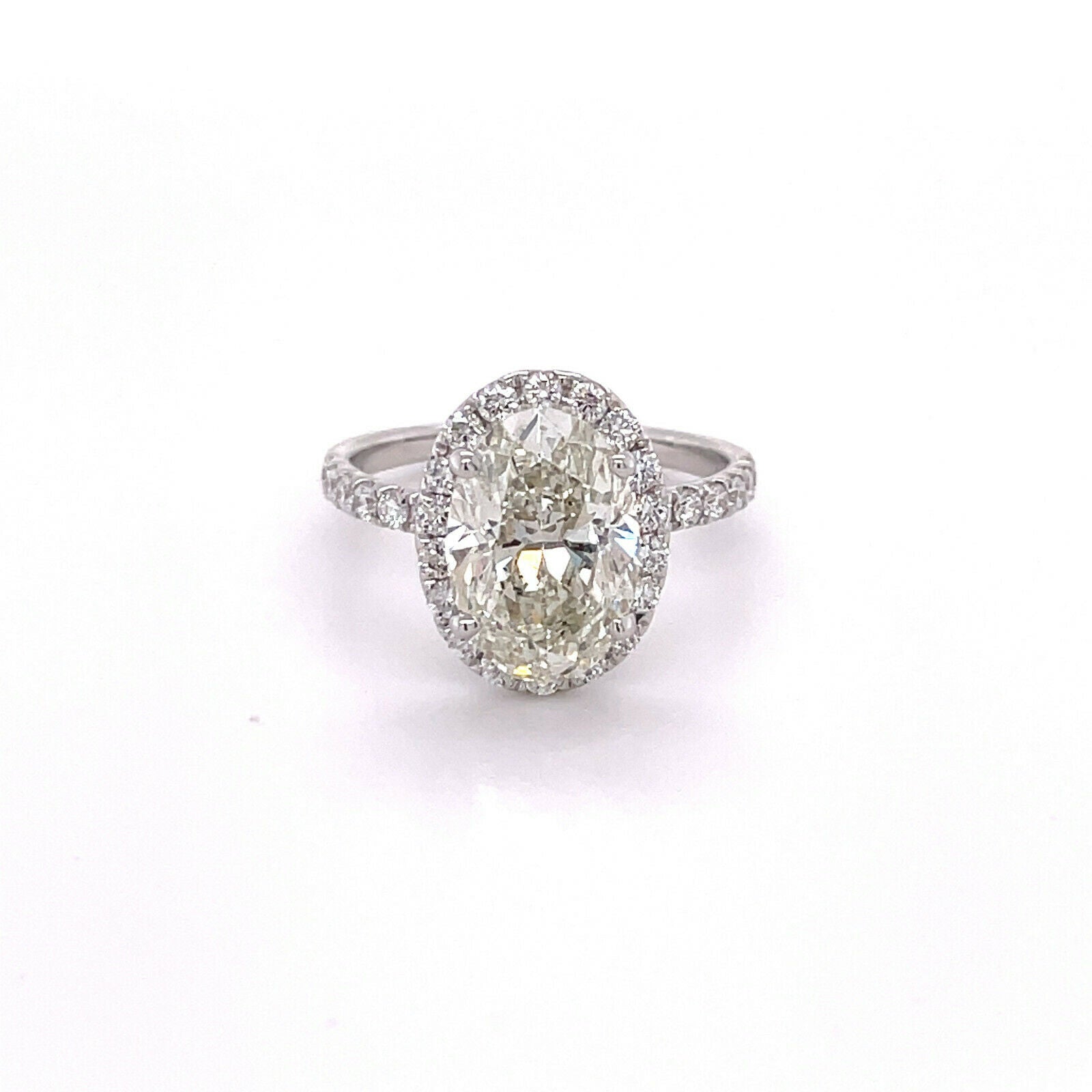 3.17 ct EGL Certified Oval Cut Diamond Halo Engagement Ring in 18k White Gold