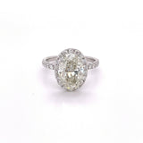 3.17 ct EGL Certified Oval Cut Diamond Halo Engagement Ring in 18k White Gold