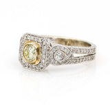 Light Fancy Yellow Diamond Engagement Ring in 18k White Gold ( 2.01 ct tw )