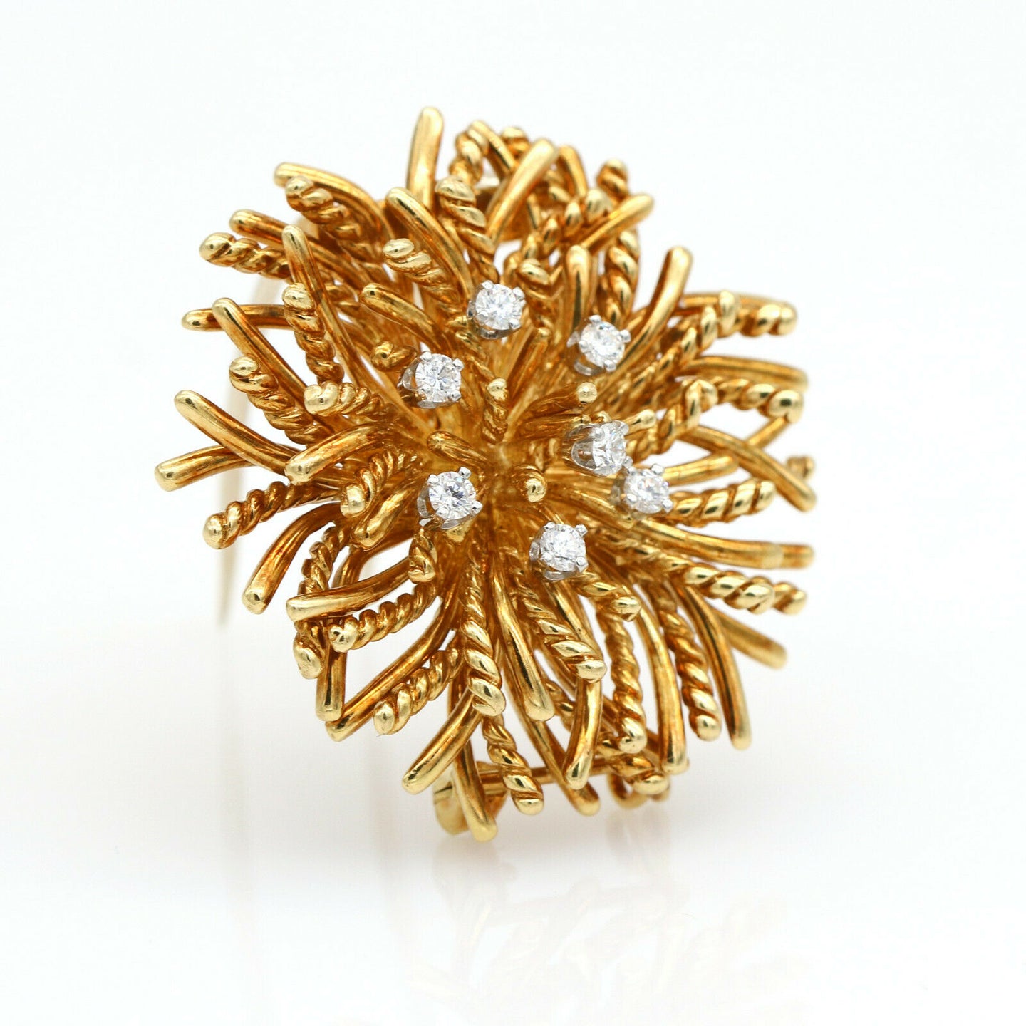 Tiffany & Co. Anemone Diamond Brooch Pin in 18k Yellow Gold