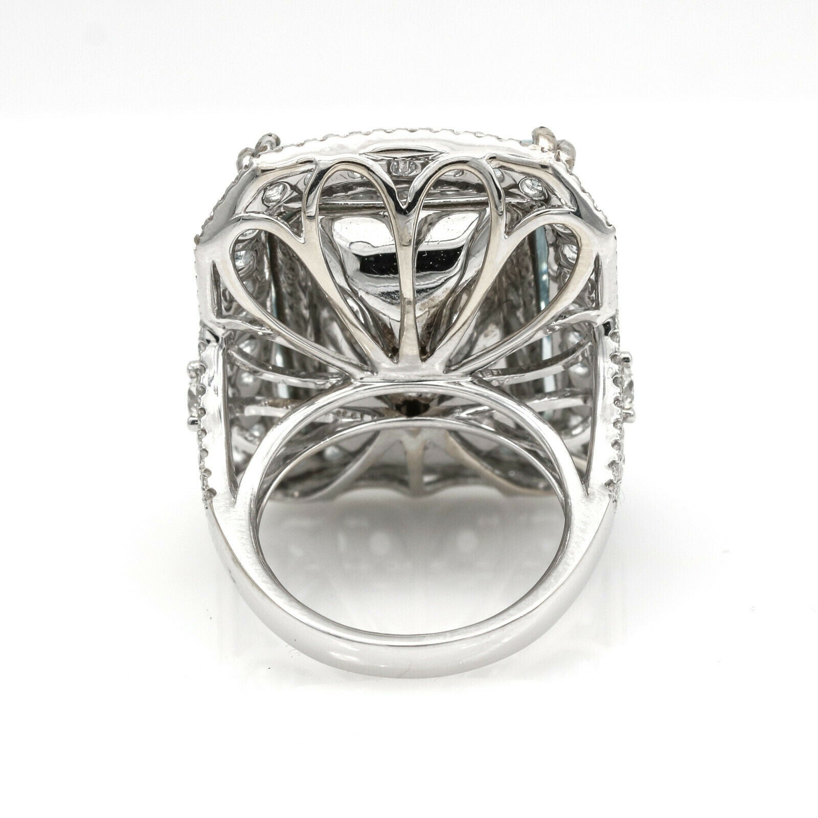 34.96 carat Aquamarine Diamond Statement Ring in 18k White Gold