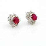 12.99 ct Ruby and Diamond Oval Earrings in 18k White Gold