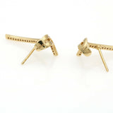 Women's Awareness Ribbon Diamond Bow Climber Earrings in 14k Yellow Gold