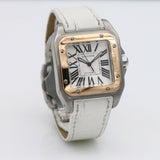 Cartier Santos 100 Automatic Stainless Steel Watch with 18k Gold Bezel 2878