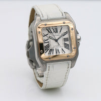 Cartier Santos 100 Automatic Stainless Steel Watch with 18k Gold Bezel 2878