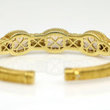 Judith Ripka Citrine Diamond Cuff Bangle Bracelet in 18k Yellow Gold