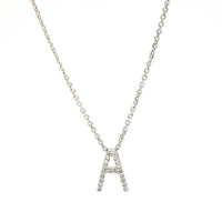 Initial Letter A Diamond Pendant Necklace in 14k White Gold (.40 tcw)