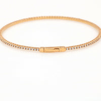 Women's Pave Diamond Flexible Bangle Bracelet in 18k Rose Gold 2.50 cttw