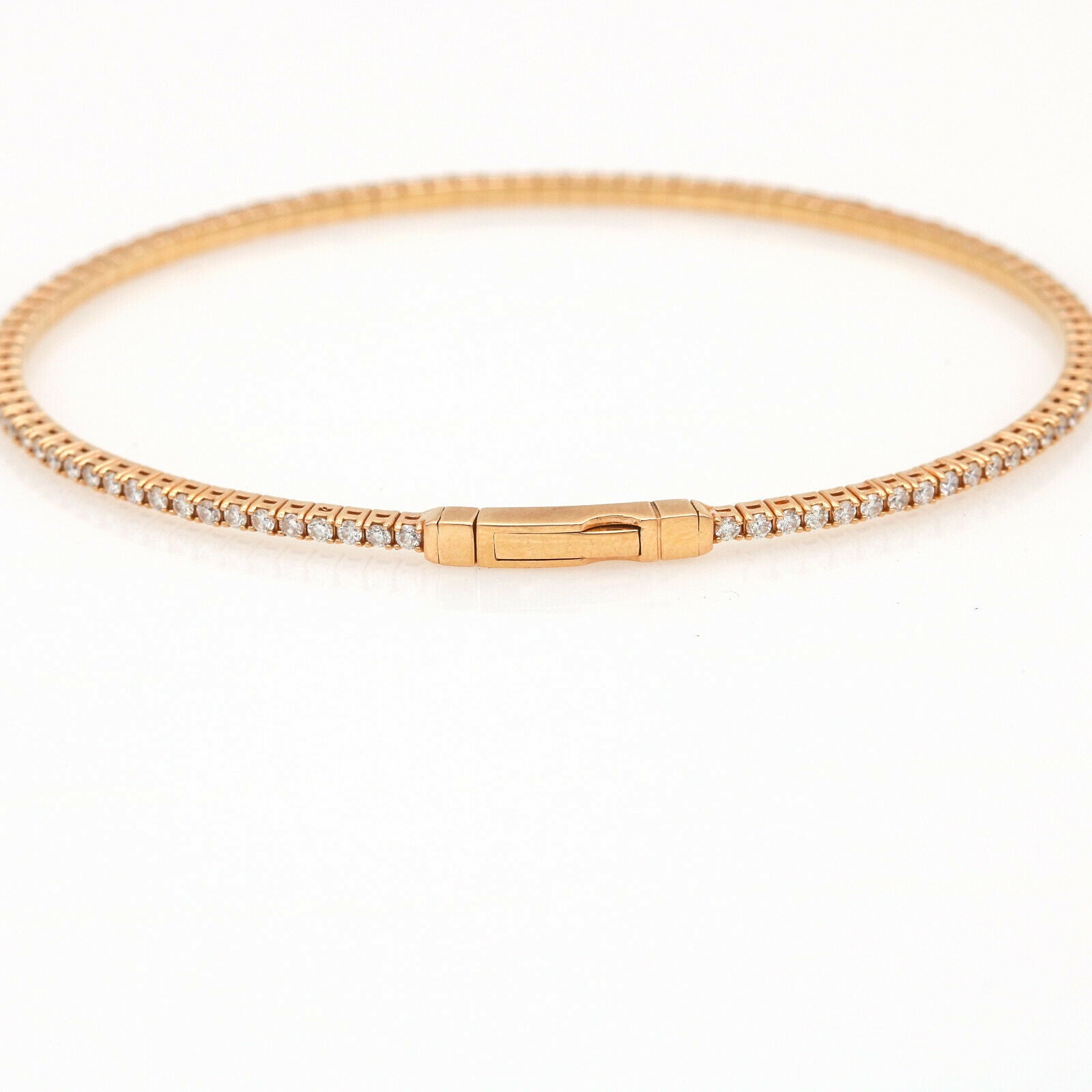 Women's Pave Diamond Flexible Bangle Bracelet in 18k Rose Gold 2.50 cttw