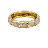 Hidalgo Pink Enamel and Diamond Footprints Band Ring in 18k Yellow Gold