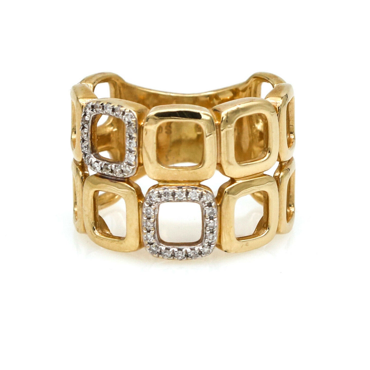Sophia Openwork Diamond Cushions Wide Band in 14k Yellow Gold
