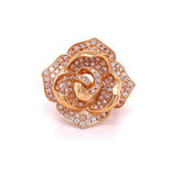 Women's Pave Diamond Rose Ring in 18k Pink Gold