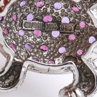 Pink Tourmaline and Amethyst Turtle Pin in 14k White Gold